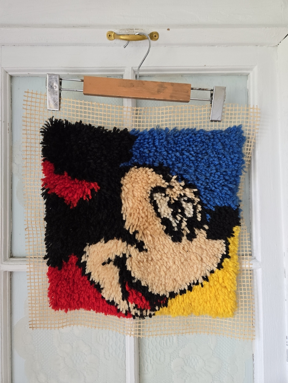 Vintage Mickey Mouse Disney Latch Hook Wall Hanging Rug Art